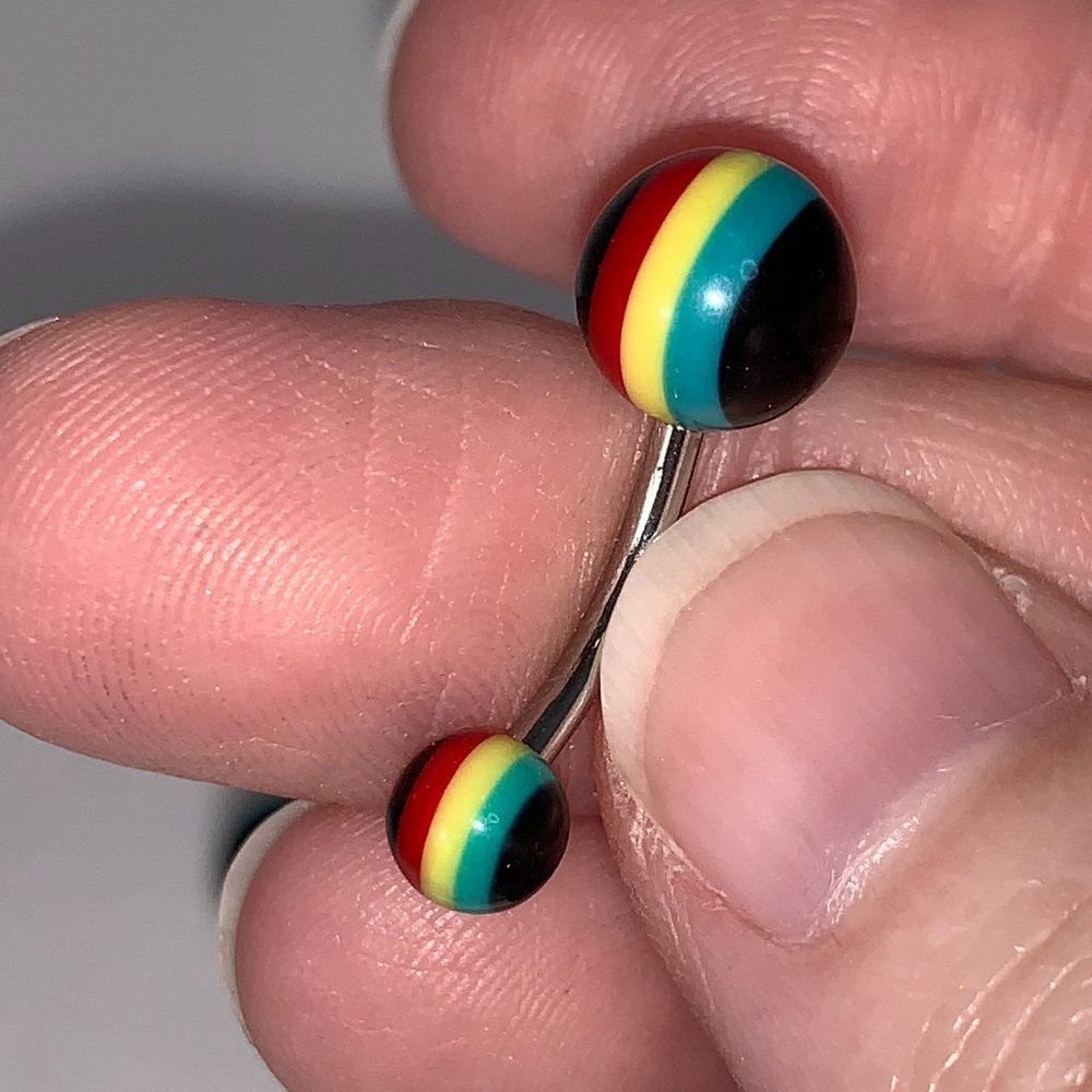 14 Gauge Rasta Belly Ring